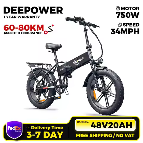 DEEPOWER A2 Electric Bicycle for Adults,48V 20Ah,750W Motor,20‘’4.0 Fat Tires,Road Commuter Ebike, f