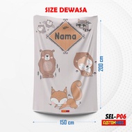 sel-p06 selimut bayi anak custom nama souvenir hadiah motif animal - dewasa