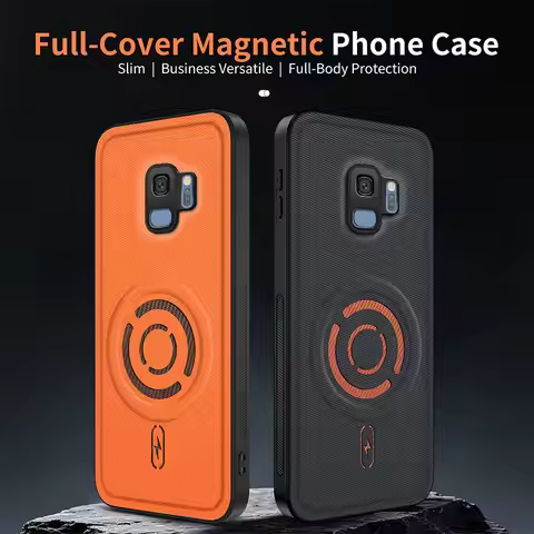 Fabric ShockProof Magnetic Case For Samsung Galaxy S9 Plus S9Plus Wireless Charging Back Cover Coque