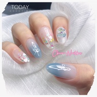 (M49A,50) Nailbox blue jelly tone ombre design cute