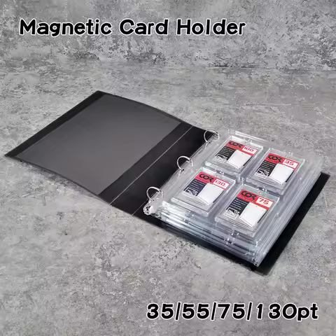 Magnetic Holder 35-130pt Case Card Ring Binder for Pokemon NBA MLB PTCG MTG One Piece Soccer Trading