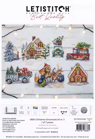 Counted Cross Stitch Kit, Refrigerator Magnet, Plastic Canvas, Letistitch, Christmas Decorations, L8