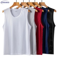 FY baju raya 2025 viral Men's Ice Silk Mesh Tank Top Summer Sleeveless Vest #464061