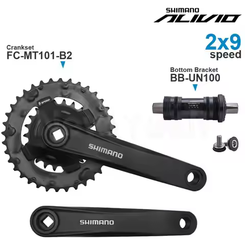 SHIMANO ALIVIO M3100 2x9 Speed Groupset include FC-MT101 Crankset and BB-UN100 BB-UN101 Bottom Brack
