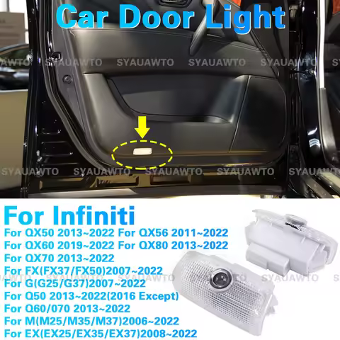 2PC LED Car Door Welcome Light Projector Accessories For Infiniti QX50 QX56 QX60 QX70 QX80 FX G Q50 