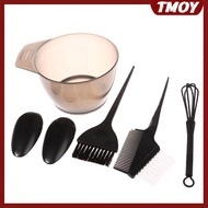 TMOY 5Pcs Hair Dye Brush Bowl Set With Ear Caps Mixing Rod Hair Tint Dying Coloring Applicator Brush