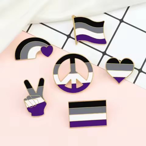 LGBTQIA Asexual Pride Brooch Pins Asexuality Community Ace Nonsexuality Enamel Badge Rainbow Flag La