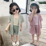 SR4 Girls net red suit 2022 summer new Korean version children's western style suit three-piece suit