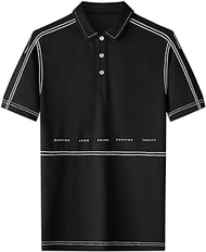 WZHZJ Polo Shirt Men's Short-sleeved Tide Brand Business Casual Summer Thin Ice Silk Handsome T-shirt (Color : Black, Size : M code)