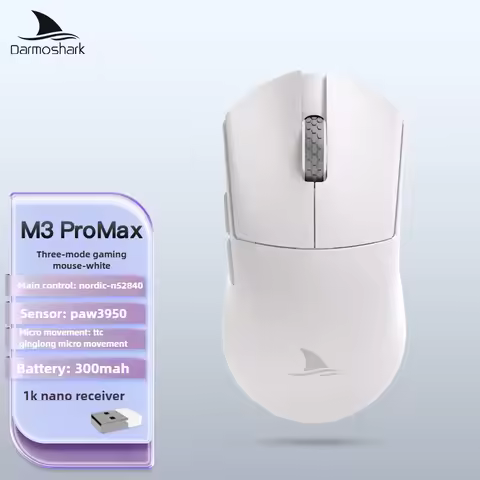 Darmoshark M3PRO MAX Mouse 3mode Wired/2.4G/Bluetooth PAW3950 8KHz Big Hand Mouse 54g Lightweight fo