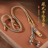 New Chinese Style Hand-Knitted Necklace Rope Necklace Hand-Painted Thangka Retro Amulet Benming Year