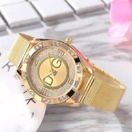 Fashion DQG Brand Starry Sky Diamond encrusted Women's Quartz Watch Casual Stainless Steel Gold Mesh