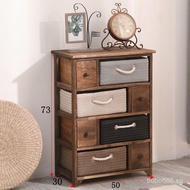 Korean solid wood pastoral rattan storage cabinet drawer chest cabinet locker modern simple bedroom 