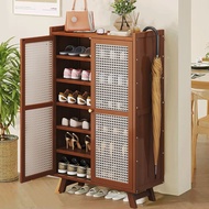 Shoe Cabinet Multifunctional Rattan Door Shoe Cabinet Dustproof Shoe Storage Cabinet Large Capacity 