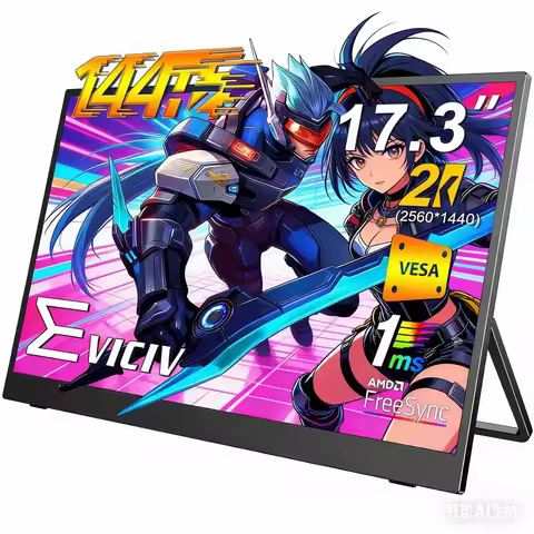 EVICIV 17.3"2.5K 144Hz Portable Gaming Monitor 2560x1600 QHD 105% sRGB USB-C HDMI Display Laptop Ext