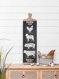 1入組新鮮農場屠宰店肉類切塊圖表,牛肉豬肉雞肉切塊餐廳標誌,農舍廚房牆面裝飾