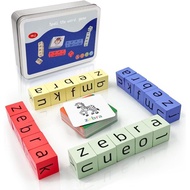 Wooden Blocks Spelling Game, Matching Letter Game for Kids Ages 3-8, Kindergarten Educational Sight 