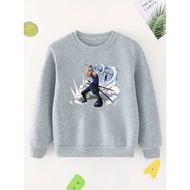 2024 Fashion Boys' Sweatshirt With Anime One Piece Roronoa Zoro Swordman Comic Graphic Print Comfy Casual Crew Neck Long Sleeve Pullovers