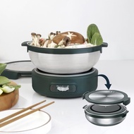 Domus Stainless steel pot with hot plate, portable travel pot set, electric pot, multi-cooker, electric range
