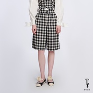 TandT - DRAY PANTS - WIRE RIBBON TAILS WAIST GINGHAM SHORT กางเกงขาสั้นขอบเอวตกแต่งเส้นขอบแต่งลวด ตก