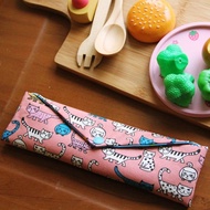 文青風環保筷袋 ~轉角愛上貓 粉 收納包.環保筷袋.手作餐具袋