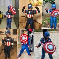 Kids Superhero Costume Captain America Clothes Bonus Complete Accessories