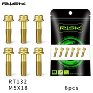 6pcs RISK M5*16/18MM Titanium Bolt Stigma Head Bicycle Handle Stem Bolts Mountain Bike Ultralight Se