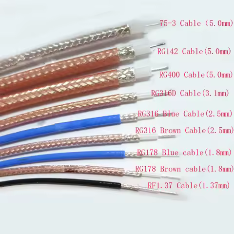 5meters/Lot RG142/RG400/RG316D/RG316/RG178 RF Coaxial Antenna Wire Cable Silver-plated Brown/Blue Co
