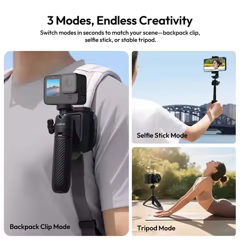 Ulanzi MT88 ClipMate Tripod Backpack Clip Selfie Stick Mode Extendable Tripod Mode Travel Photograph
