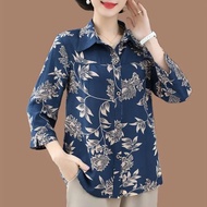 Grandma's autumn shirts, elderly clothes, 60-70 ye 奶奶装秋装衬衫老人衣服60-70岁妈妈9分袖薄款外套中老年人衬衣女20250819GG