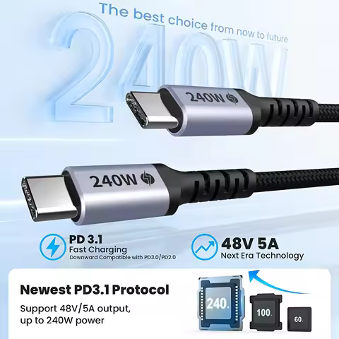 CYANMI 240W USB C Cable Power Wire PD3.1 for MacBook Samsung S22 Xiaomi USB C to USB C PD Cable 48V5