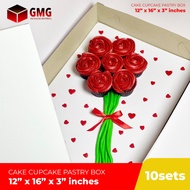 GMG White Cake Pastry Box 12 x 16 x 3 inches (10sets)