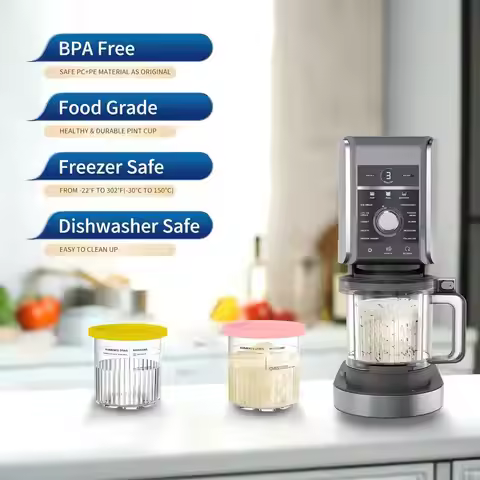 2 Pack Creami Deluxe Pints and Lids Cup for Ninja NC501 NC500 Series Creami Maker 24OZ Family Ice Cr