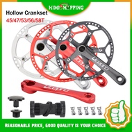 Litepro Crankset Folding Bike Hollow Crank Bicycle Chainring130BCD Integrated Single Crankset Crank Ring+Round Chain Ring 45T/47/53/56/58T Small Wheel Bicycle Crank Arm Accessories