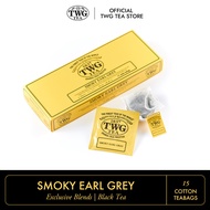 TWG Tea | Smoky Earl Grey, Black Tea Blend in 15 Hand Sewn Cotton Tea Bags in a Giftbox, 37.5g