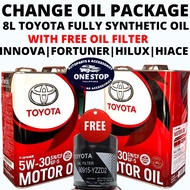 TOYOTA CHANGE OIL PACKAGE FULLY SYNTHETIC ENGINE OIL SN/CF 5W-30 {08 LITERS + OIL FILTER} TOYOTA CAR