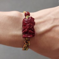 硃砂扎基拉姆女財神配五行手繩- 西藏招財女財神