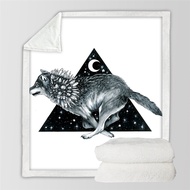 Moon Child by Pixie Cold Art Bed Blankets Wolf Galaxy Plush Bedspread Fox Soft Throw Blanket Planet Black Linen Blanket for Sofa