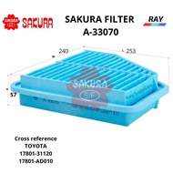 SAKURA AIR FILTER A33070,17801-31120 LEXUS ES350 V6 3.5L(2GR-FE),ALPHARD,VELLFIRE 3.5L 2GR-FE, RAV4 