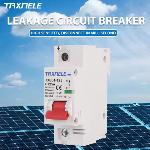 1P 80A 100A 125A DC MCB 250V Circuit Breaker Battery Switch DC MCB Short Circuit Overload Protection