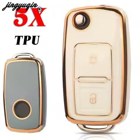jingyuqin 5pcs For VW Volkswagen MK4 Bora Golf 4 5 6 Jetta PassatSkoda Seat TPU Car Key Case Cover S
