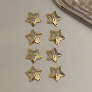 Bộ 8 phụ kiện tóc nữ, kẹp tóc vàng, kẹp tóc ngôi sao kim loại 3cm, kẹp tóc ngôi sao năm cánh thanh l
