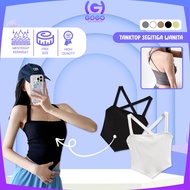 GOGO-P330 Triangle Crop Tank Top with Cross Back Strap Women's Top Basic Knit Tank Top, Women's Crop