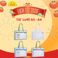 A3 - A4 Handheld Plastic Mesh Document Bag with Colorful Dividers