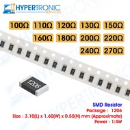 10pcs SMD Resistor, Chip Resistor , Size 1206 - 100 , 110 , 120 , 130 , 150 , 160 , 180 , 200 , 220 