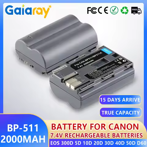2000mAh BP-511A BP-511 BP511 BP511A BP 511 511A Battery For Canon EOS 300D 5D 10D 20D 30D 40D 50D D6