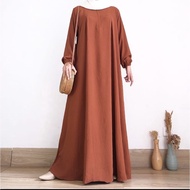 Dress Polos Anggun Bahan Tebal Crinkle Premium Dress Wanita Dewasa Terbaru Gamis Busui Pakaian Wanit