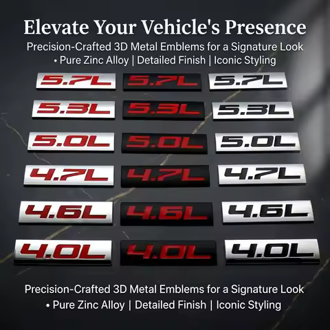 Universal 3D Metal 4.0L 4.6L 4.7L 5.0L 5.3L 5.7L Engine Displacement Emblem Badge Sticker Rear Trunk