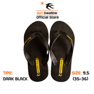 Sandal Jepit Karet Pria Pearl Swallow Dark Black List Kuning Size 95