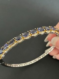 「」vintage中古首飾 堇青石銀手鐲